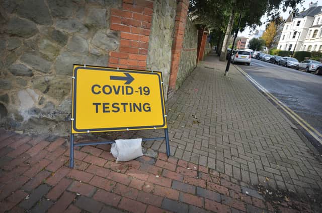 Covid Testing Centre signs in Eastbourne. SUS-201020-152413001