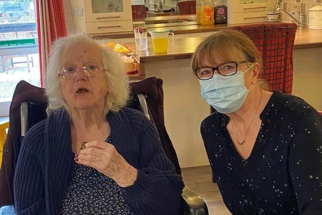 Linda Wilson with her mother Heather Calloway at Fulford Care Home in Littlehampton