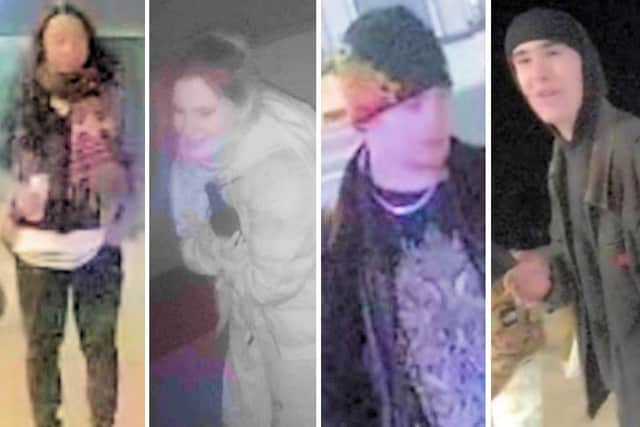 Police have released CCTV images of these four people they would like to speak to in connection with the incident. Picture from Sussex Police SUS-211203-163242001