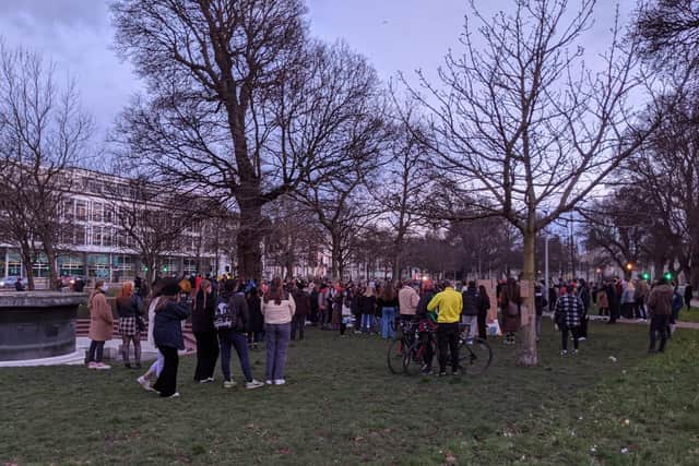 Crowds gather in Brighton for vigil for Sarah Everard SUS-210314-093304001
