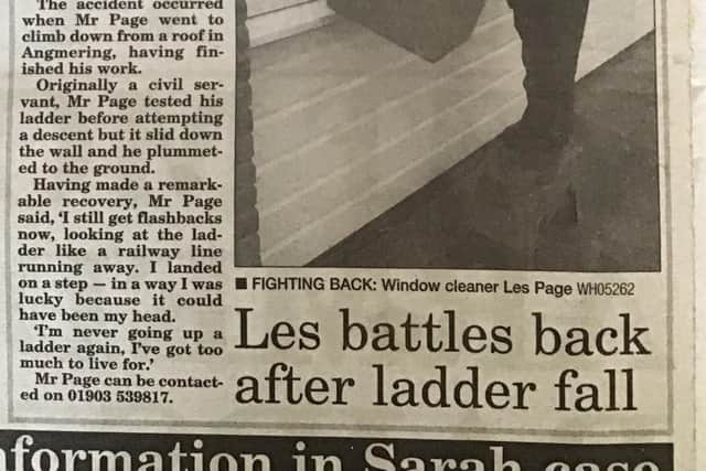 The Herald article about Les, printed in 2001