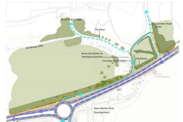 Plans for the new A27 roundabout for New Monks Farm. Pic: Hyland Edgar Driver SUS-210119-095036001