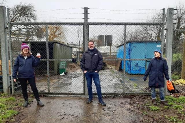 Debs Butler, from Food Pioneers, Damien Pulford, from Sussex Transport, and Nadia Chalk from Creative Wave at the Bees&Seas site in Brooklands Park. Picture: Adur & Worthing Councils