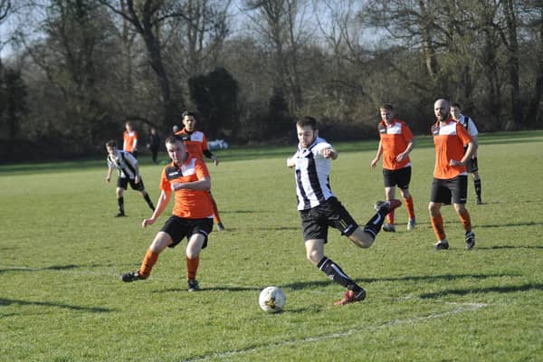 Action from Robertsbridge United against The JC Tackleway in 2019. Picture by Simon Newstead