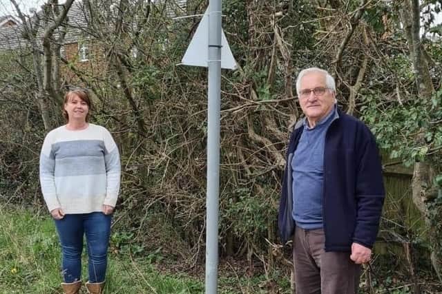 Councillor Samantha Smith and county councillor Andrew Barrett-Miles in Gatehouse Lane, Burgess Hill