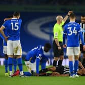 Isaac Hayden was injured in the first half after an accidental collision with Yves Bissouma