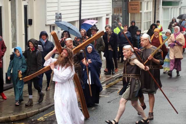 Procession of Witness on Good Friday in Hastings Old Town. Photo by Roberts Photographic SUS-180104-104646001