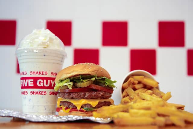 Five Guys is an American fast-food chain, known for its burgers, fries and milkshakes