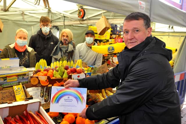Greengrocer Mark Dyer, owner of Quality Fruits in the Orchards, Haywards Heath. Picture by Steve Robards