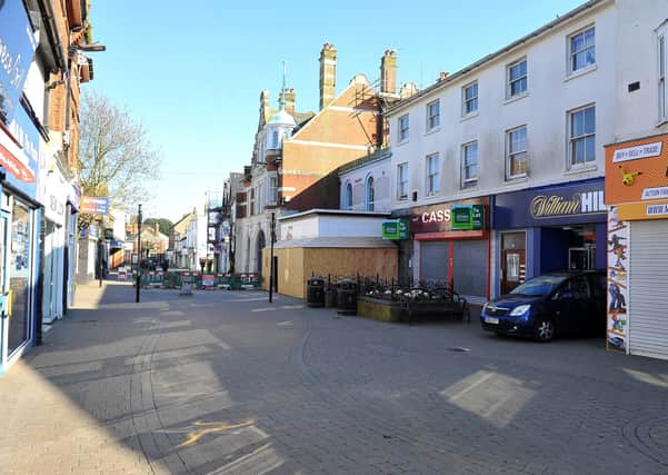 The deserted high street during the first lockdown last year