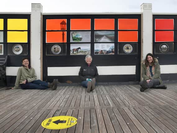 Nadia Chalk, Kate Drake and Vanessa Breem at the exhibition at Worthing Pier