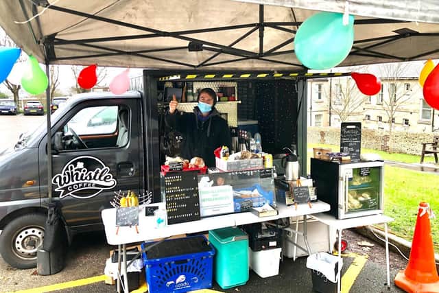 A thumbs up from James King at his Whistle Coffee van