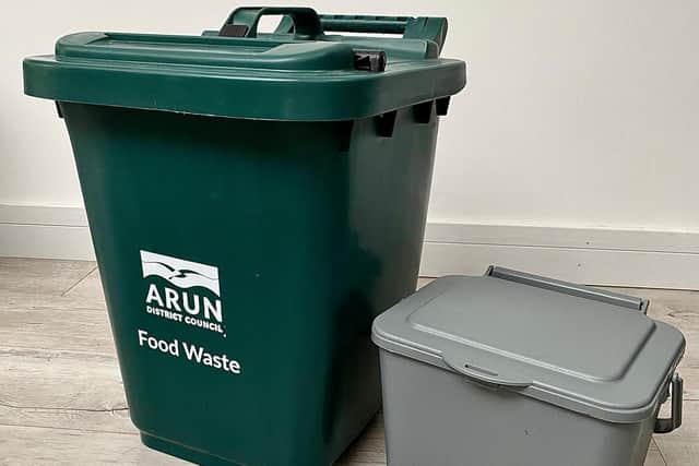 The food waste bin and caddy being used in the trial