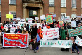 Climate change demonstration outside County Hall in 2019
