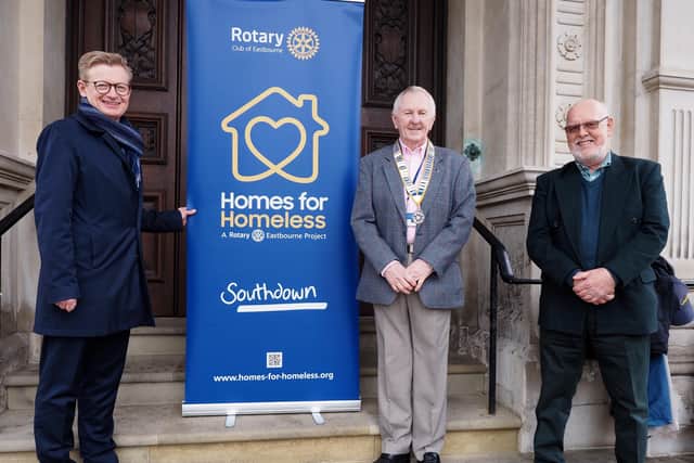 Neil Blanchard, CEO Southdown Housing Association 
Brian O'Neil, president of the Rotary Club of Eastbourne 
Ian Huke, from the Rotary Club of Eastbourne and chair of Homes for Homeless project SUS-210323-170626001