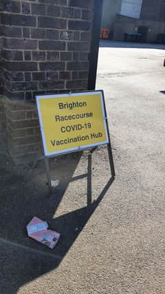 A Covid-19 vaccination centre at Brighton Racecourse