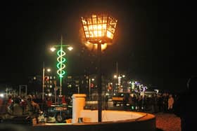 The beacon lit on Bognor seafront for a Remembrance Sunday. Photo by Derek Martin Photography.