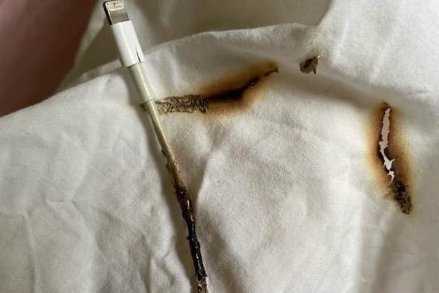 The fire damaged charger