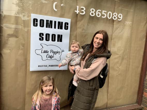 Jessica Smith and her children outside the Bedford Street venue