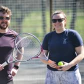 Public tennis courts in Eastbourne reopen on March 29 as the UK's lockdown eases.  Gildredge Park SUS-210329-164213001