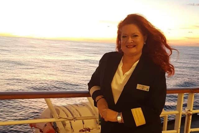 Julie Sherrington as guest relations director with Royal Caribbean Cruises