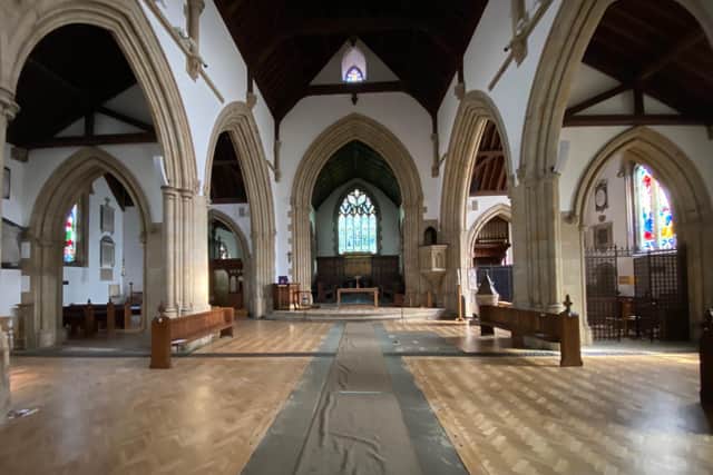The pews have now been removed from Holy Trinity Church, Hurstpierpoint. Picture by George Baxter
