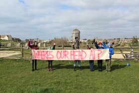 Pupils held a socially-distanced protest in Peacehaven last month