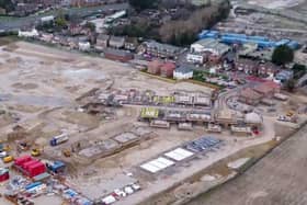 Aerial view of development site with construction already underway in the north-east corner