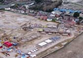 Aerial view of development site with construction already underway in the north-east corner