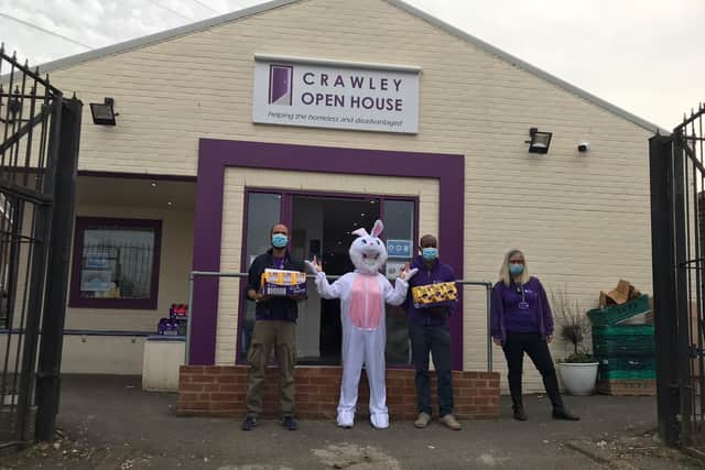 Caridon Propety donated 50 Easter eggs to local charity Crawley Open House. Picture courtesy of Caridon Property