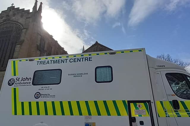 The vaccination ambulance was outside St Peter's Church last weekend