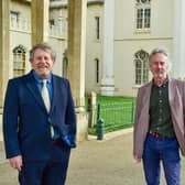 Pictured outside the Brighton Museum and Art Gallery entrance are The Royal Pavilion and Museums Trust's chair of the trustees, Michael Bedingfield, on the left, and chief executive Hedley Swain on the right.
