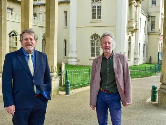 Pictured outside the Brighton Museum and Art Gallery entrance are The Royal Pavilion and Museums Trust's chair of the trustees, Michael Bedingfield, on the left, and chief executive Hedley Swain on the right.