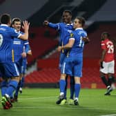 Danny Welbeck celebrates after scoring against his former club