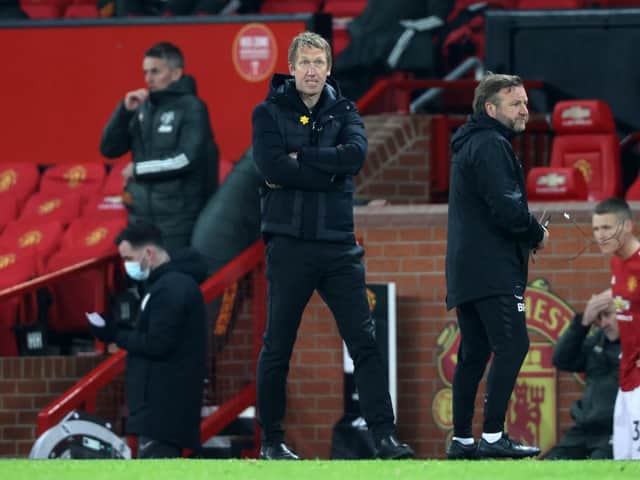 Brighton and Hove Albion head coach Graham Potter saw his team lose at Old Trafford after going 1-0 up