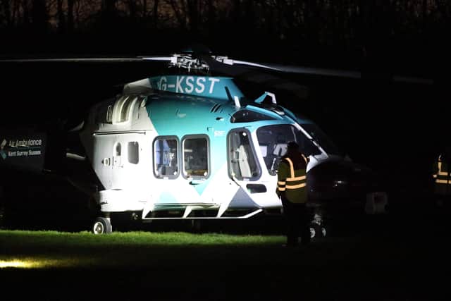 The air ambulance at the scene last night. Picture by Eddie Mitchell SUS-210504-093333001