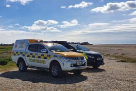 The section of beach was closed off after the ordinance was discovered. Picture from Selsey Coastguard Rescue Team SUS-210504-152507001