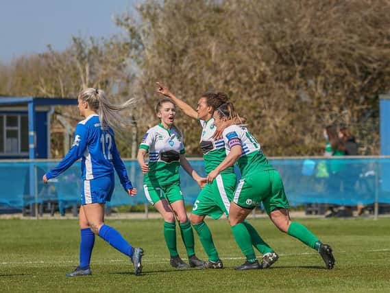 Celebrations as Chichester and Selsey Ladies beat Kent in the FA Cup / Pictures: Sheena Booker