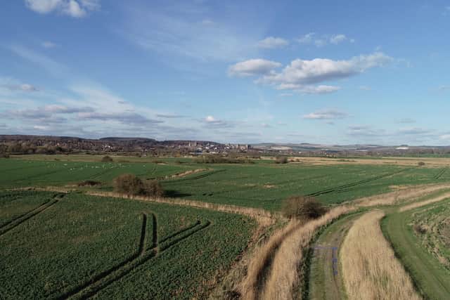 View of Arundel from the Arun Valley before the raised by-pass is built