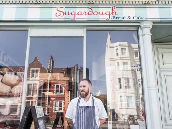 Founder and co-owner Kane McDowell outside the Sugardough bakery in Hove