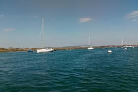 On the water at Chichester Harbour, with a view to Kingley Vale