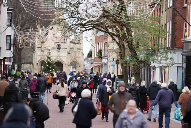 A busy Chichester city centre at the start of December