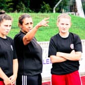 Michelle Lawrence (centre) left her role as Worthing Women's manager a fortnight ago. Picture courtesy of Michelle Lawrence