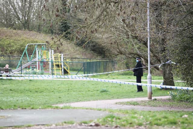 The crime scene in Longcroft Park, Durrington