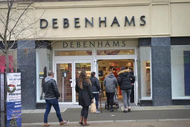 Hastings town centre pictured at the end of England's second lockdown on 2/12/20.

Debenhams SUS-200212-143444001