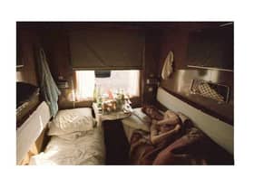 David asleep on the Trans Siberian Express, 1973. Copyright, Geoff MacCormack