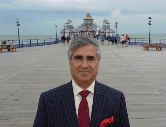 Mr Gulzar on Eastbourne Pier (Photo by Jon Rigby) SUS-160408-083517008