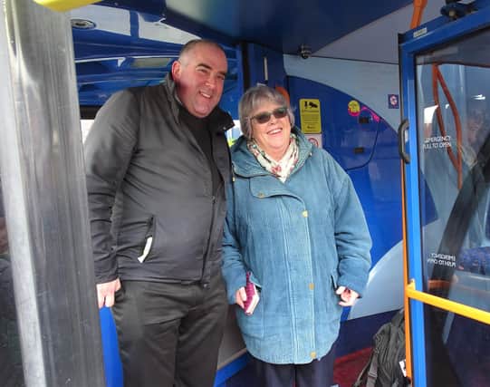 Penny Ibbott with Colin Ashcroft , the operations manager for Stagecoach buses in Portsmouth