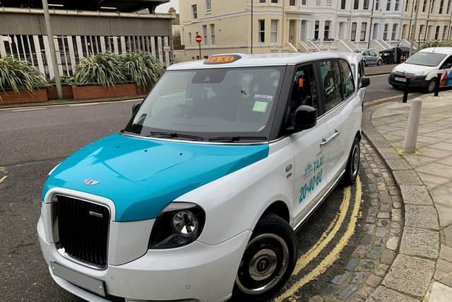 Brighton and Hove's newest electric taxi, the second of its kind registered in the city