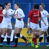 Jess Breach (centre) pictured for England against Wales a year ago / Picture: Getty
